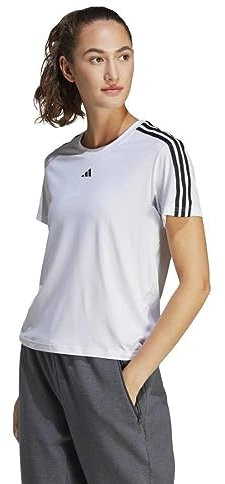 adidas Damen AEROREADY Train Essentials 3-Stripes Tee, White/Black, M