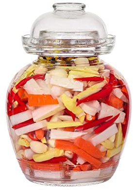 Aosnttol Pickle Jar, 1.5 Liter Fermentation Kimchi Jar with Water Seal Lid