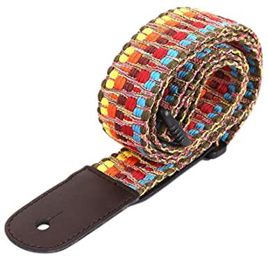 Ukulele Regenbogen Gurt - Baumwolle Verstellbarer Gitarrengurt Mit Leder Ende - Retro Geflochtene Tragegurt, Ethno-Stil Band Canvas Gurtband Langlebig Mit Band Zum Anklipsen
