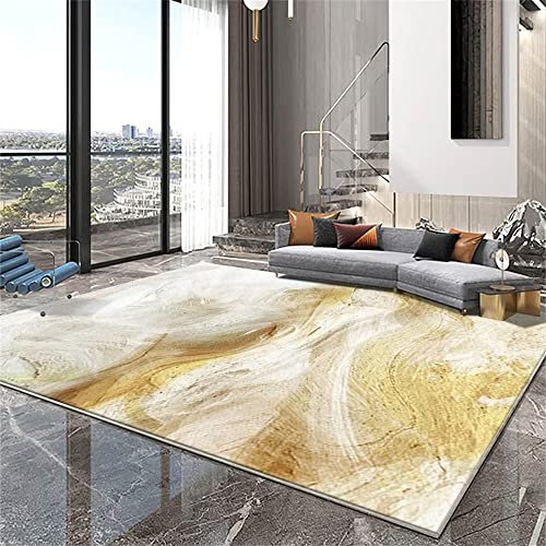 RUGMRZ Rutschfester Abstrakter Wohnzimmer Korridor kann gewaschen Werden Flur läufer gelb fleckerlteppich Haus Dekoration modern Teppich Rutschfester Ultra Soft modern Area rugs160x230CM