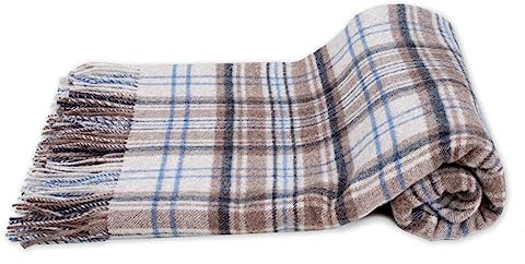 MA.AL.BI 1947 Plaid Scozzese 100% Pura Lana Misura 150X180 cm (Torrone)