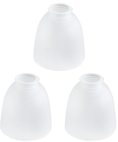 3-Pack White Frosted Glass Shade Replacements, Ceiling Fan Light Covers Glass Globes Lampshades for Chandelier, 4.92High, 4.72Diameter, 1.65 Fitter, Bell Shaped Glass Shades