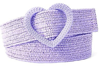 NIUXICH 4cm breiter, elastischer, dehnbarer, gewebter, dekorativer Kleid-Taillengürtel für Damen, geflochtener Gürtel mit Herzschnalle, Lila, 98cm