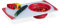 Relaxdays Tabla de Cortar con Colador Plegable, Picar y Escurrir, Plástico, Antideslizante, 50x29cm, Blanco y Rojo