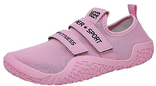 JiuQing Scarpe da Stacco Uomo Donna Scarpe da Squat per Sollevamento Pesi Scarpe da Cross-Trainer per Fitness A Piedi Nudi per Palestra al Coperto,Rosa,35 EU