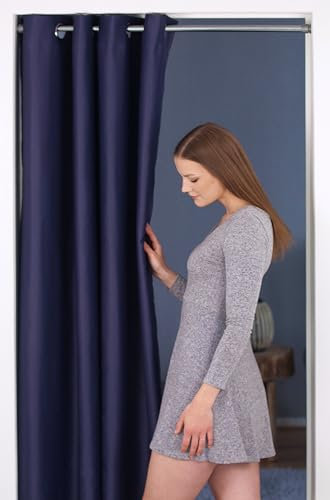 tinycurtains, Türvorhang blau 200 x 150 cm, für alle gängigen Türgrößen, Thermovorhang OHNE Stange