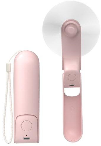 Koonie Ventilador de mano portátil, mini ventilador de mano plegable, ventilador de bolsillo pequeño, ventilador a pilas con 8 horas de trabajo para mujeres, al aire libre, rosa