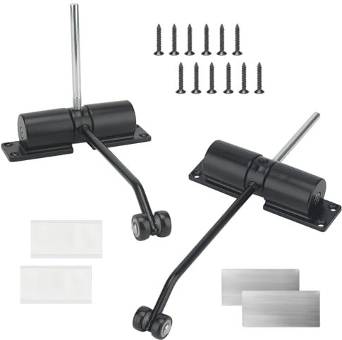 FAAING 2 Stück Edelstahl Türschließer, Automatischer Türschließer Gartentor mit Schrauben, Tür schließt automatisch Zugfeder Türschliesser Schwarz für Innen- und Außenbereich, Gartentürschließer