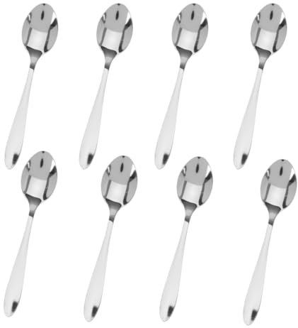 Tomko Kaffeelöffel aus Edelstahl, Teelöffel, 8er Set, Silber, hochglanzpoliert, Dessertlöffel, für Zuhause, Restaurant, Küche, Cafes - 15,3 cm, glatte Kanten, Modern und Elegant