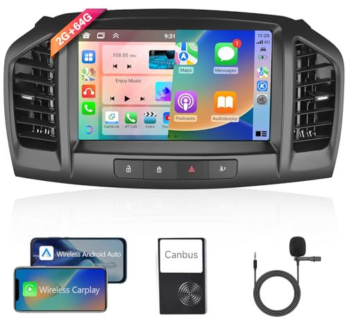 【8 Kern 4+64G】 Hodozzy Carplay Autoradio für Opel Insignia 2008-2013/Buick Regal 2009-2013, 9 Zoll Touchscreen Android Autoradio mit Android Auto/WiFi/GPS/RDS/FM/Bluetooth/DSP
