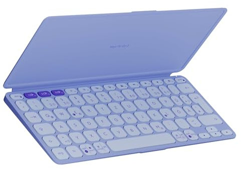 Logitech Keys-To-Go 2, mobile Bluetooth-Tastatur für Tablets mit integriertem Schutzcover, schlanke, kabellose Tastatur für Windows, Android, Linux, iPad, iPhone, Mac, Apple TV, DEU QWERTZ - Lila