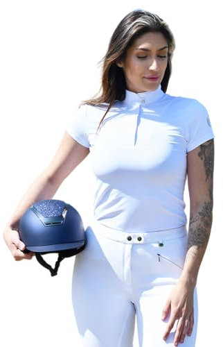 Rhinegold Pearl Short Sleeve Ladies Shirt, Equestrian Tops for Women, Show Shirt, Small, White