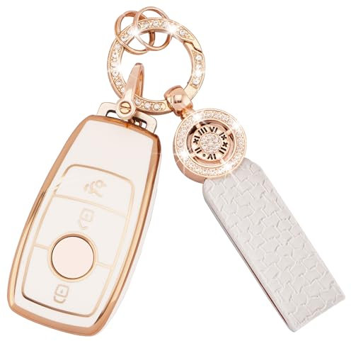 Koaudb Autoschlüssel Hülle Passt für Mercedes Benz A B C E G S SL CLS-Klasse AMG 3 Tasten Schlüsseletui TPU Schlüsselhülle mit Schlüsselanhänger Auto Schlüssel Cover (C-Bz-3L)