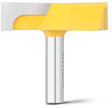 WOBLLMX Fraise de nettoyage du sol à tige 12 mm, diamètre 57 mm, longueur de travail 15 mm, lame en carbure de tungstène durable et tranchante pour outil de travail du bois (jaune)