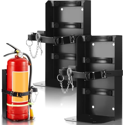 Zonon Feuerlöscher-Wandhalterung, Metallhalterung, Fe-20, schwarz, 2 Stück | Robuste Stahlkonstruktion, passend für 2,3–9 kg Einheiten, Hardware im Lieferumfang enthalten, für Fahrzeuge, Boote, Garagen