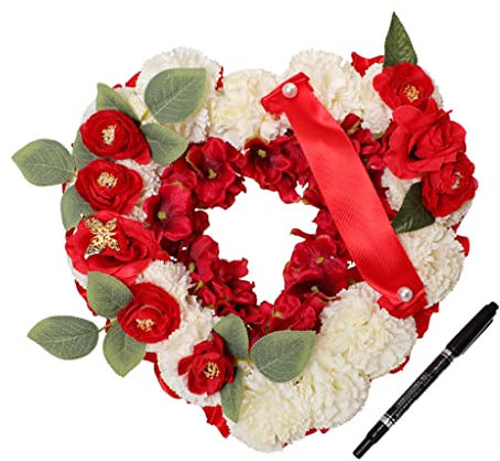 Fiori artificiali funerari composizioni floreali a forma di cuore corona commemorativa con nastro per farfalla bara tomba decorazione sale