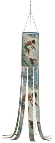 ETASUIOL Winter-Windsack mit Strand-Surf-Druck, Outdoor-Hängedekoration für Thanksgiving, vielseitige Windsäcke für Jahreszeiten