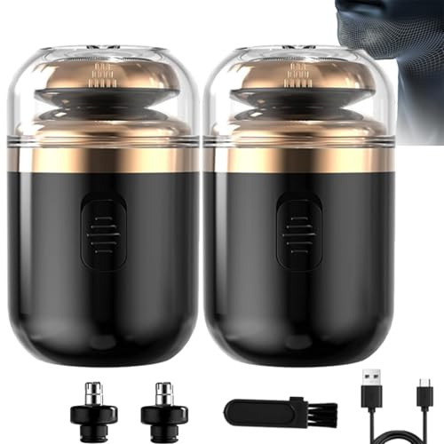 Mini Portable Electric Shaver, Capsule Razor, 2 in 1 Elektrischer Rasierer mit Nasenhaartrimmer, USB Mini Rasierer, Reiserasierer Mini Rasierer Herren Elektrisch, Elektrischer Rasierapparat (2PCS-B)