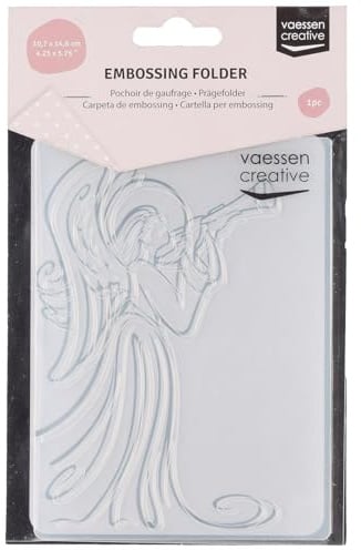 Vaessen Creative Prägeschablone Engel 14,6 x 10,7 cm – Embossing Folder für Karten Basteln, Scrapbooking, Journaling – Wiederverwendbar, Präzise Ergebnisse, Für Stanzmaschinen