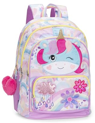 MOFU MOFU - Offizieller Schulrucksack Mofu Mofu, Mädchenrucksack mit 2 großen zentralen Räumen, Front- und Seitentaschen, verstellbaren und gepolsterten Schultergurten, gepolstertem Rücken, 32 x 43 x
