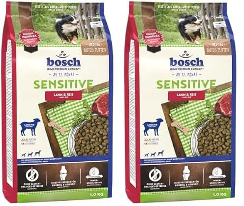 Bosch HPC Sensitive Lamm & Reis | Hundetrockenfutter für ernährungssensible Hunde Aller Rassen | 1 x 3 kg (Packung mit 2)