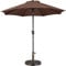 Yaheetech 2.7m Garden Parasol Umbrella Patio Table Umbrella Outdoor Tilting Crank & Handle Parasol with 14kg Resin Base Stand Brown