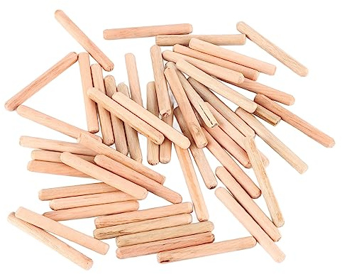 Watris Veiyi 50PCS Schrankschublade Runde Holzdübel, Geflügelt Dübel Holz Für Holzbearbeitung Möbel Regal (M6*50)