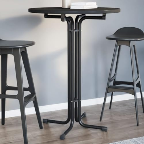 Teenpull Esstisch Schwarz Ø80x110 cm, runder Klapptisch aus Holzwerkstoff, robuster pulverbeschichteter Stahl für Küche, Esszimmer, kleine Räume, modernes Design