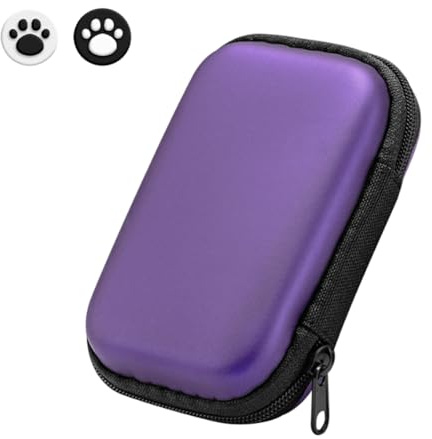 Tragbarer Speichertasche Schockdicht mit 2 Joystick-Kappen Hardshell-Hülle Anti-Kratzer Retro Handheld-Spielkonsole mit Wasserdicht für Miyoo Mini Plus/anbernic rg35xx/r36s/r35s (lila) (lila)