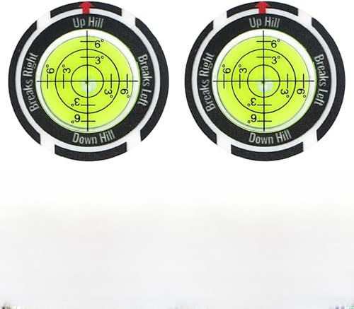 2Pcs Precision Premium Golf Green Reader Level Ball Marker with Putting Level Golf Green Reader, Golf Gadget Tool with With Bubble Level, Level Head Golf Marker Reading Aid for Golf Enthusiasts