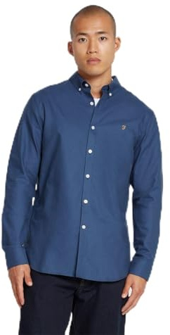 Farah Mens Long Sleeve Shirt Cotton Deep Blue XS