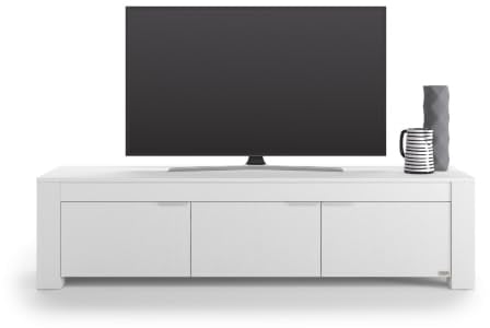 Mobili Fiver, Credenza porta Tv con 3 ante Rachele, (180x45x45,8 cm), Bianco Frassino, 180 cmx45 cmx45.8 cm, NO, Credenza Soggiorno Moderna, Made in Italy