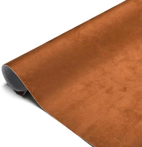 Blueshyhall Autofolie, Mikrofaserstoff Wildlederoptik Autofolie, Microfaser Stoff Folie Selbstklebende mit Luftkanälen, Auto Folie Innenraum Stoff Wildleder Velours Folie (Braun, 30 x 152 cm)