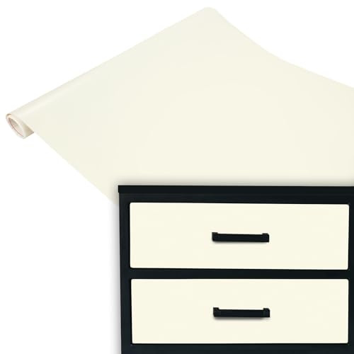 DecoMeister Pellicola Adesiva Tinta Unita per Mobili 90x210 cm - Carta Adesiva in PVC Lavabile per Rinnovare Porte, Tavoli e Scaffali - Pellicola Decorativa Pratica e Resistente - Avorio