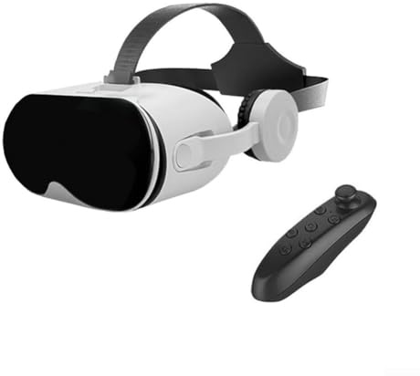 Virtual Reality Headset with 110° FOV, 3D VR Glasses for iOS and for ANDROID Phones 5.5-6.7 Inch, Built-in Headphones and Controller for Immersive Mobile Gaming and Movies, White(Black)