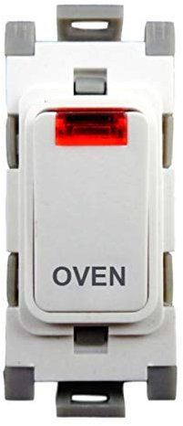 Deta G3571 Grid Switch 20 Amp Double Pole with Neon Marked 'Oven' (White)