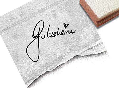 Stempel Textstempel Gutschein mit Herz in Handschrift - Schriftstempel individuelle Karten Geschenkanhänger Geschenk Geburtstag Deko - zAcheR-fineT