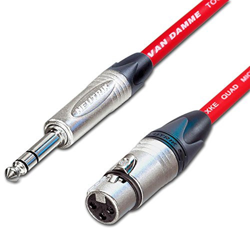 Female XLR to ¼ TRS Jack Lead. Balanced STARQUAD Mic Cable. Short 10m 6m 3m 20m (5m, Red)
