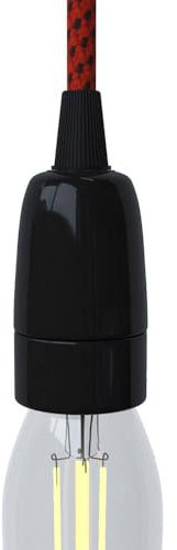 creative cables - E14-Lampenfassungs-Kit aus Porzellan - BKPLPE14 - Schwarz