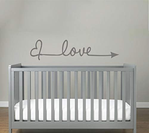 Love Herz Sticker Aufkleber Wandtattoo Wandaufkleber Wand Schlafzimmer Modern Selbstklebend Romantisch Liebe (Grau, S 57cm x 14cm)