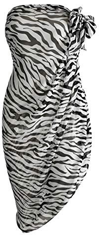 CHIC DIARY Chiffon Strandschal Wickelrock Sommer Damen Sexy Bikini Cover Up Sarong Pareo Strandtuch Zebra Muster Wickeltuch
