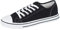 Ladies Canvas Shoes Plimsole Trainer Pumps Womens Lace Up Flat Shoes Black/White Size UK 4 EU 37