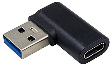 Duttek USB C auf USB Adapter, USB A auf C Adapter, links gewinkelt 90 Grad USB 3.0 Stecker auf USB C Buchse Adapter kompatibel mit iPhone 11/Airpods iPad/Samsung Note 10/Google Pixel/Laptops