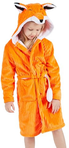 Taigood Kapuzen Bademantel Nachtwäsche Kinder Robe Jungen Mädchen Geschenke Weiche Pyjamas Fuchs