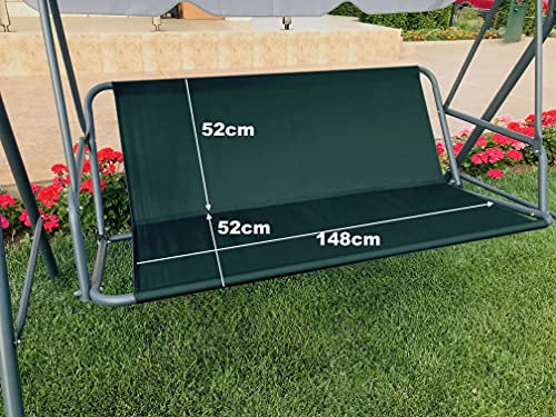Funda de repuesto para asiento de columpio de jardín, hamaca, silla de jardín, silla de jardín al aire libre, funda de banco (148 cm, 52 x 52 cm, verde)