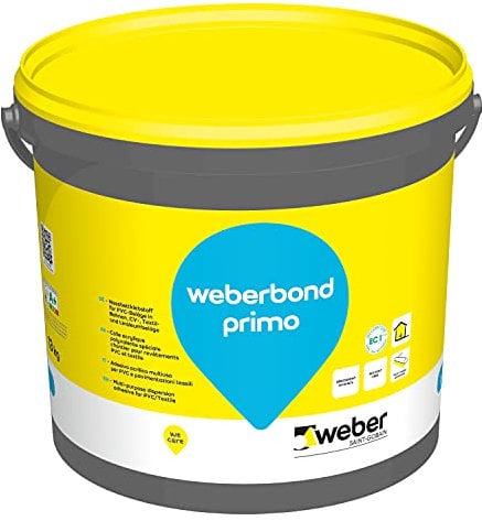 Colle acrylique polyvalente, 13kg, pour PVC et Textile spéciale chantier, WEBERBOND PRIMO, WEBER