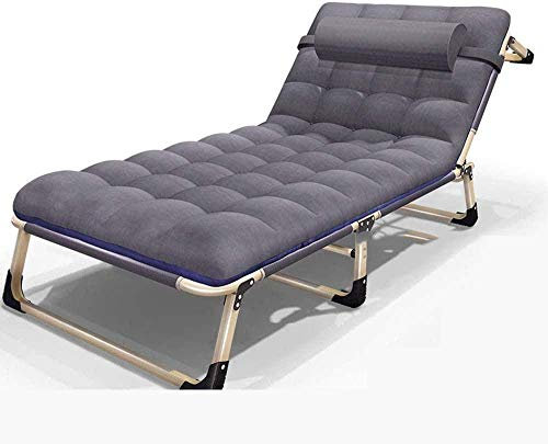 Klappbare Liege, Klappstuhl Liegestuhl Sonnenliegen, Campingstühle Gartenliegen, Faltbare Terrassenliege Verstellbarer Outdoor-Strandstuhl, Schwere Schwerelosigkeit Liege,Grau + Perle Baumwolle