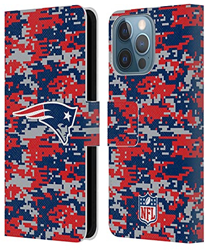 Head Case Designs Officially Licensed NFL Digital Camouflage New England Patriots Graphics Leather Wallet Case Compatible With Apple iPhone 13 Pro