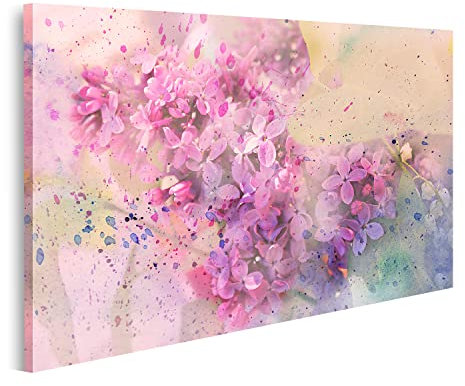 Bild auf Leinwand Aquarell Zweig Der Flieder Wandbild Poster Kunstdruck Bilder