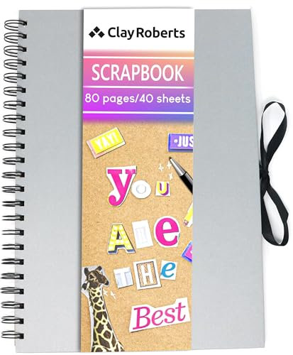 A4 Kraft Ribbon Scrapbook, Grey, 40 Sheets (80 Pages), Craft Paper Scrapbooking Albums, Eco-Friendly Memory Book Photo Album, Scrapbook, Art Books